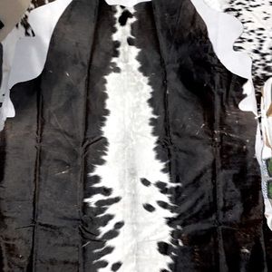 New 100% Real Cowhide Leather Area Rug ~~ 55” x 50” Black, White & Brown